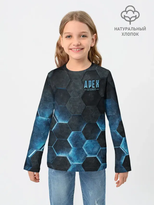 Детский лонгслив с принтом «Hexagon»