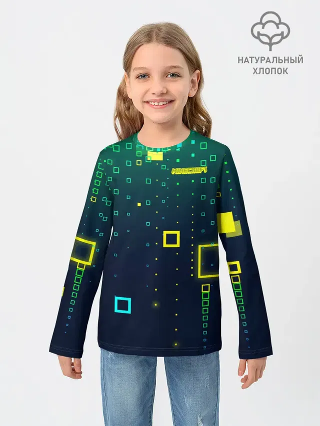 Детский лонгслив с принтом «Майнкрафт»