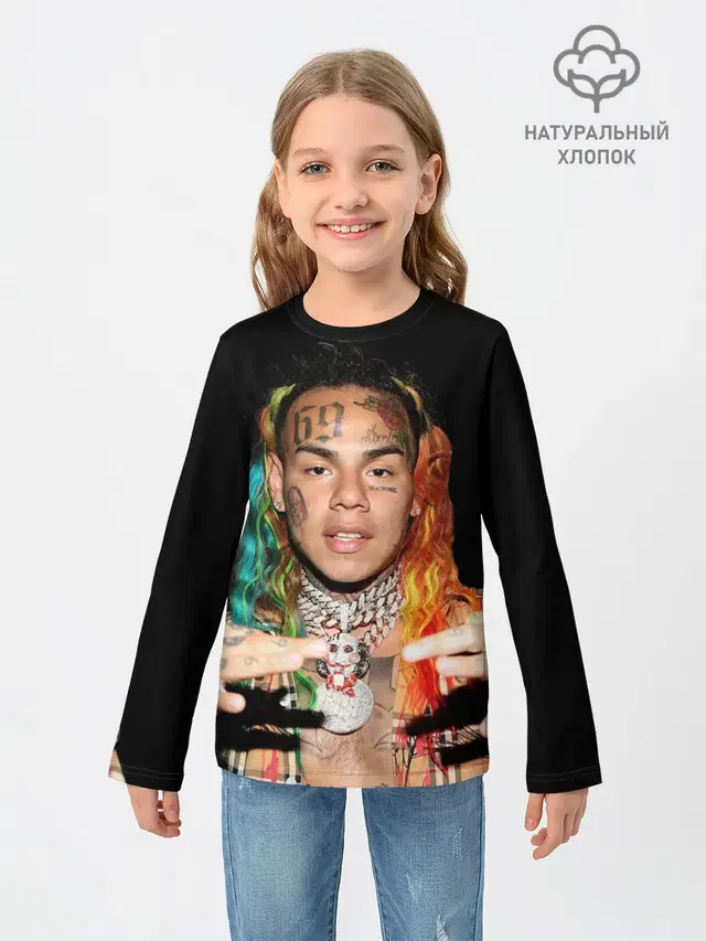 Детский лонгслив с принтом «6IX9INE»