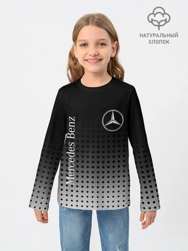 Детский лонгслив с принтом «halftone pattern — Mercedes-Benz»