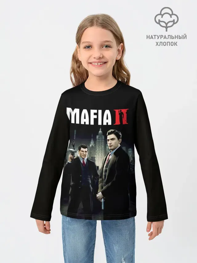 Детский лонгслив с принтом «Разные игры — Mafia II:Definitive Edition»