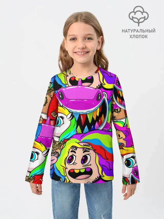 Детский лонгслив с принтом «6IX9INE»