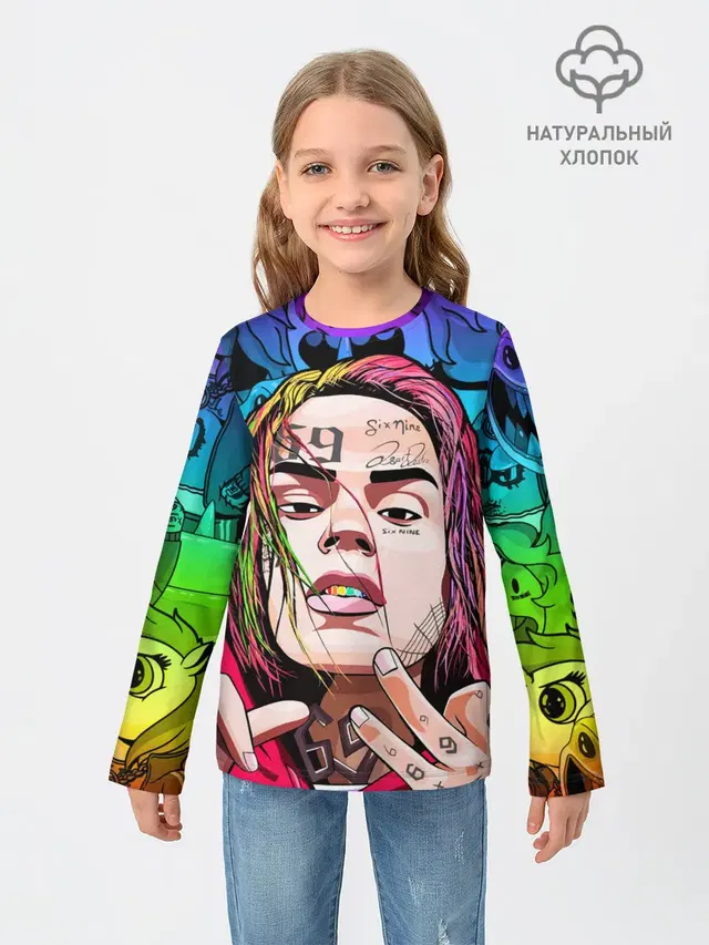 Детский лонгслив с принтом «6IX9INE»