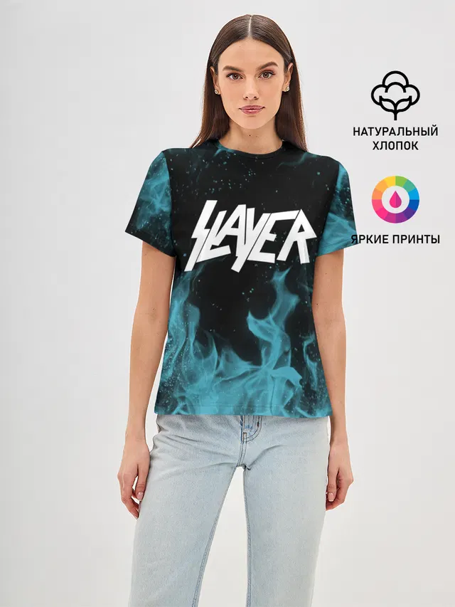 Женская базовая футболка с принтом «Slayer»