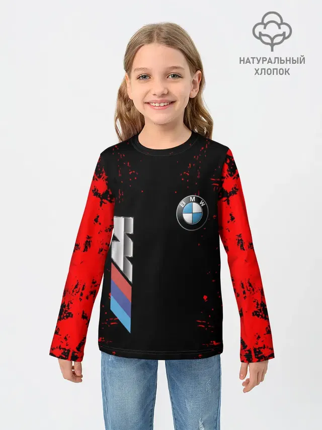 Детский лонгслив с принтом «BMW»
