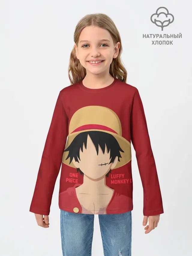 Детский лонгслив с принтом «Ван Пис — Luffy»