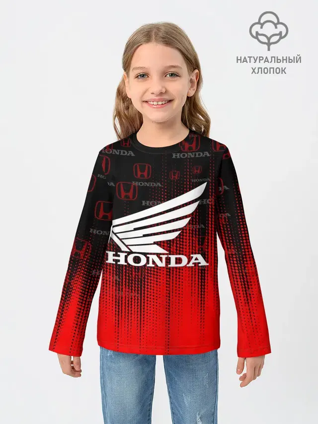 Детский лонгслив с принтом «Honda»