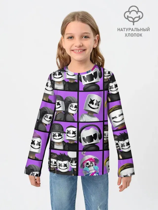 Детский лонгслив с принтом «Marshmello — Marshmello Style»