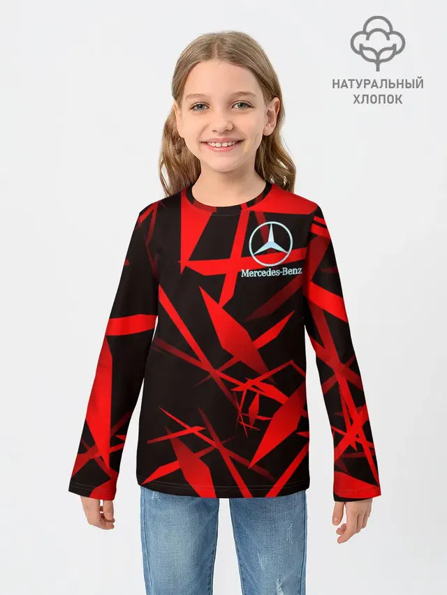 Детский лонгслив с принтом «Abstract pattern — Mercedes-Benz»