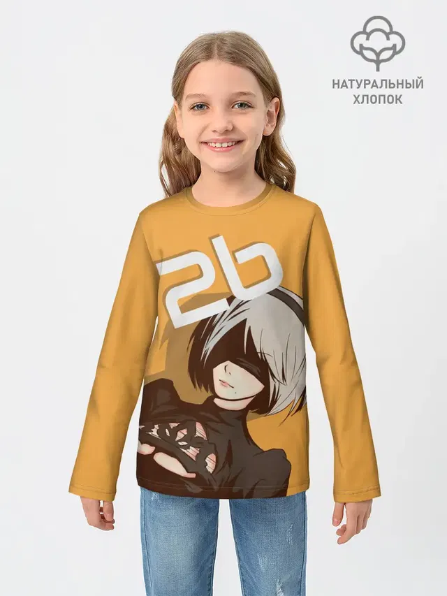 Детский лонгслив с принтом «Nier — 2b»
