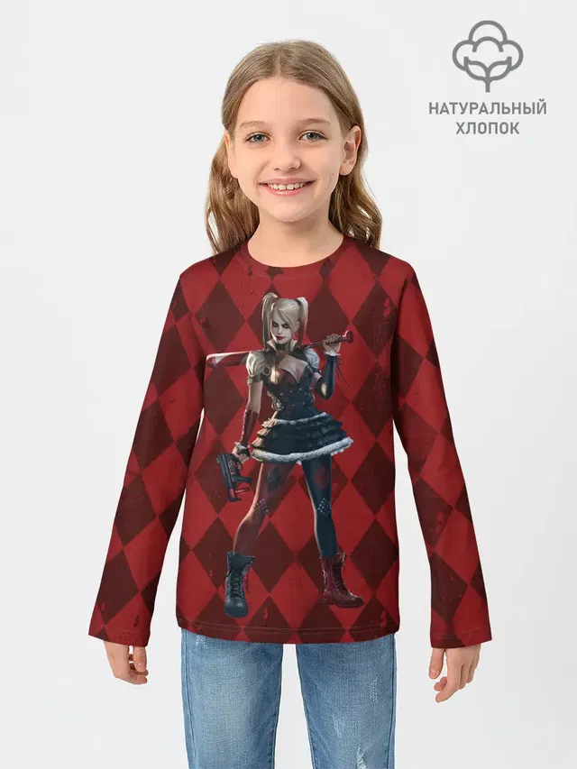Детский лонгслив с принтом «Batman Arkham Knight — Harley Quinn»