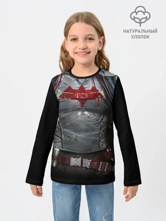 Детский лонгслив с принтом «Batman Arkham Knight — Red Hood»