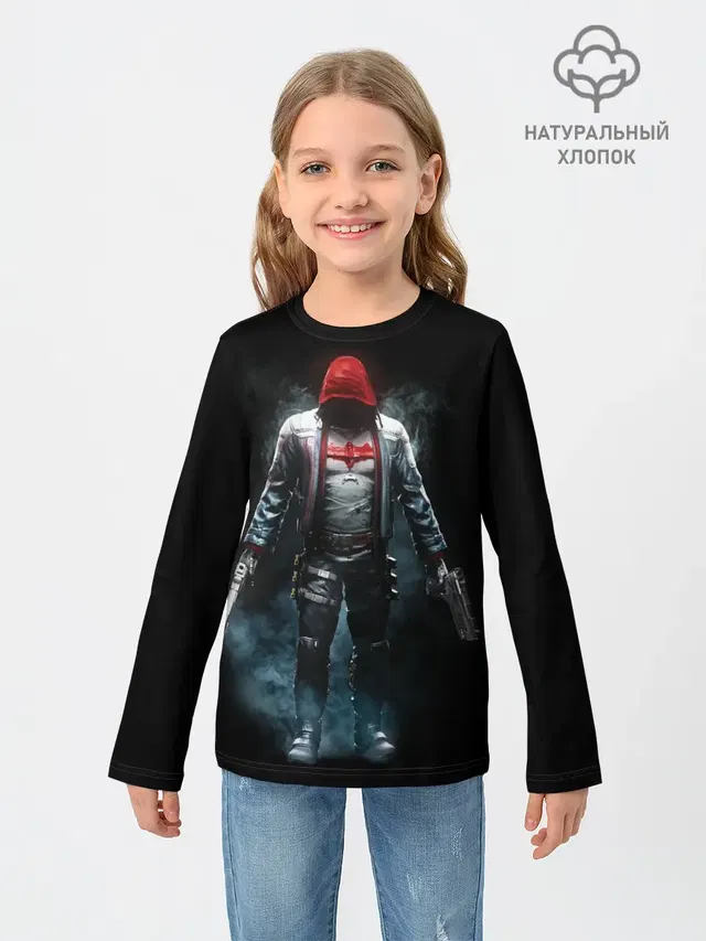 Детский лонгслив с принтом «Batman Arkham Knight — Red Hood»