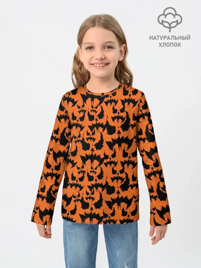 Детский лонгслив с принтом «Batman Arkham Knight — Scarecrow pattern»