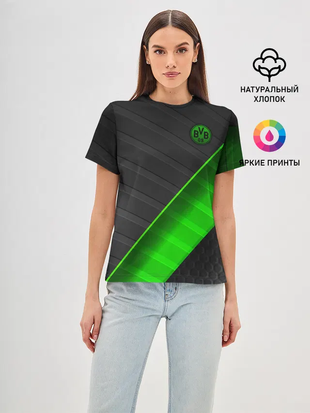 Женская базовая футболка с принтом «Abstract Design — FC Borussia»