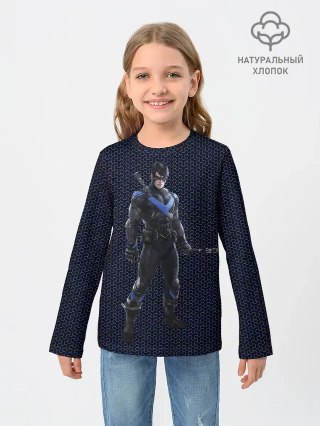 Детский лонгслив с принтом «Batman Arkham Knight — Nightwing»