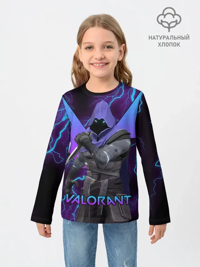 Детский лонгслив с принтом «Lightning — VALORANT OMEN»