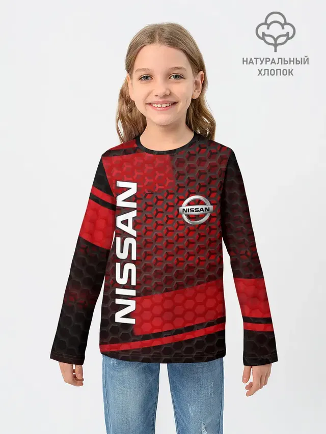 Детский лонгслив с принтом «Nissan emblem»