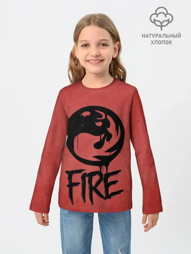 Детский лонгслив с принтом «Magic:The Gathering — Emblems Fire»