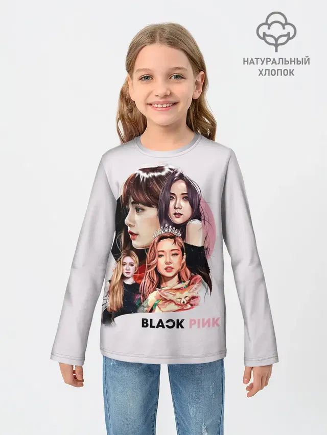Детский лонгслив с принтом «BlackPink»