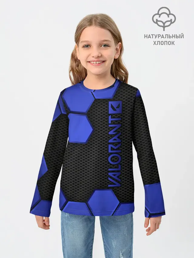 Детский лонгслив с принтом «Hexagonal pattern»