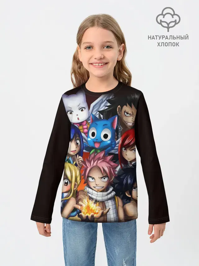 Детский лонгслив с принтом «Хвост Феи — Fairy Tail manga»