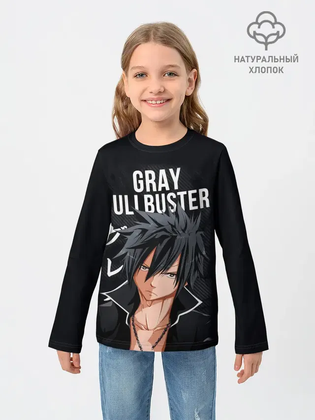 Детский лонгслив с принтом «Хвост Феи — Gray Fullbuster»