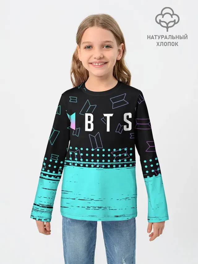 Детский лонгслив с принтом «BTS»