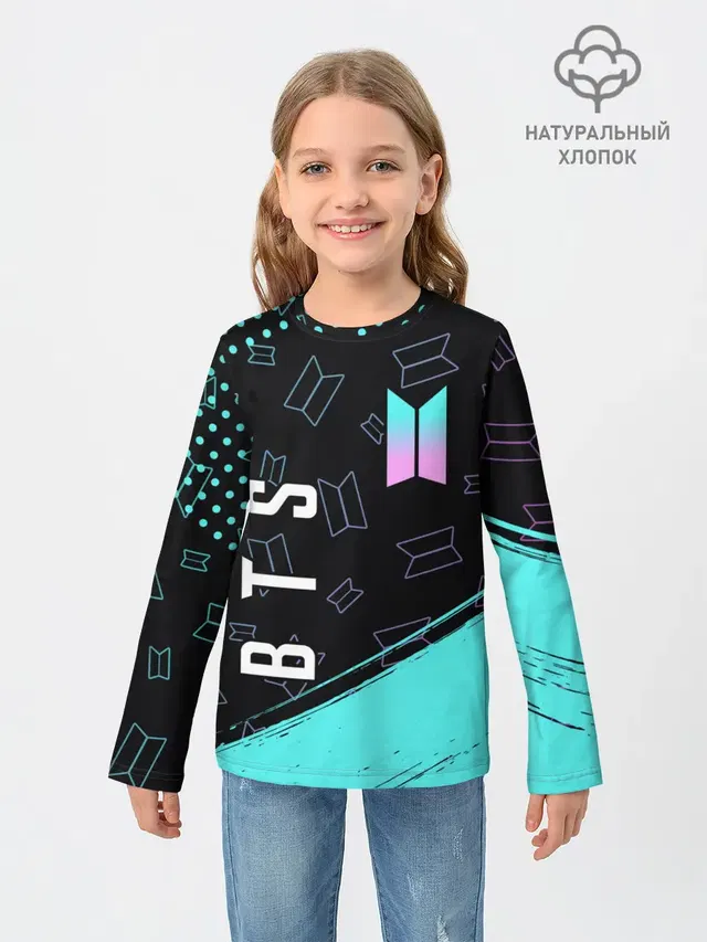 Детский лонгслив с принтом «BTS»