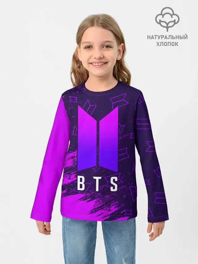 Детский лонгслив с принтом «BTS»