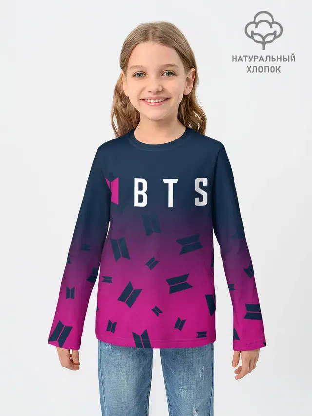 Детский лонгслив с принтом «BTS»