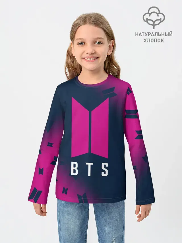 Детский лонгслив с принтом «BTS»