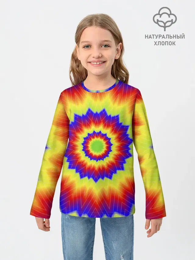 Детский лонгслив с принтом «Tie-dye»