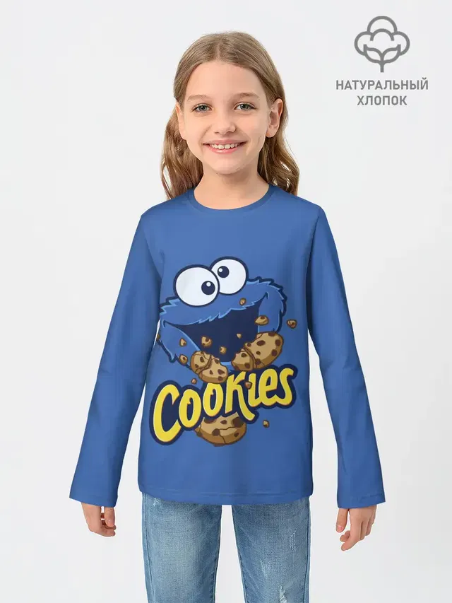 Детский лонгслив с принтом «Улица Сезам — Cookies»