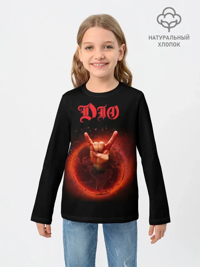Детский лонгслив с принтом «Разный рок — Dio #37»