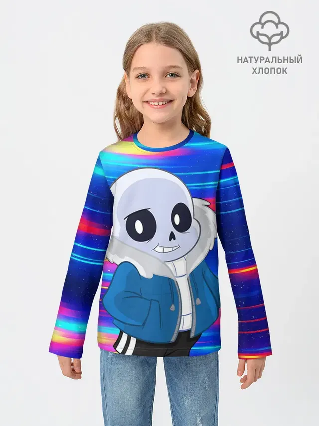 Детский лонгслив с принтом «Sans undertale Санс»