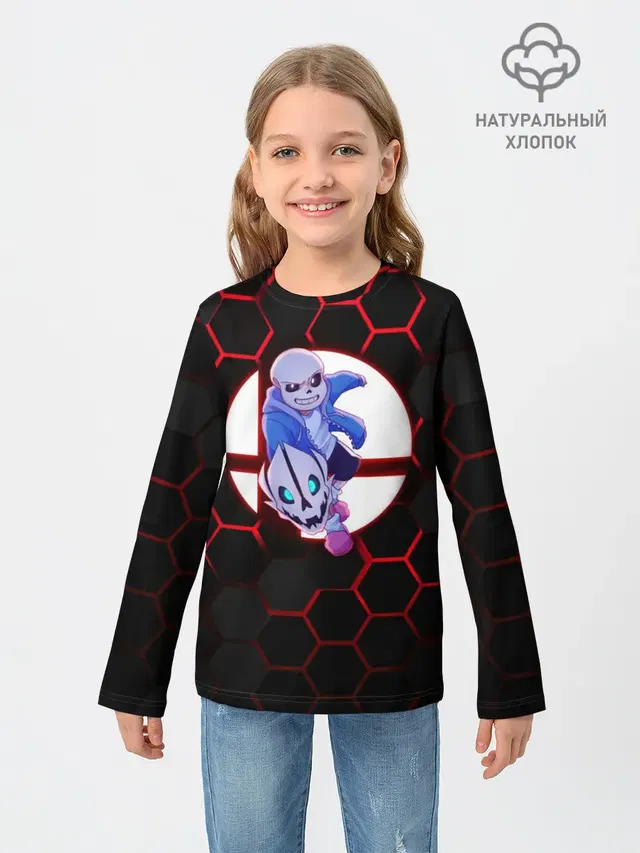 Детский лонгслив с принтом «Sans Hexagon»