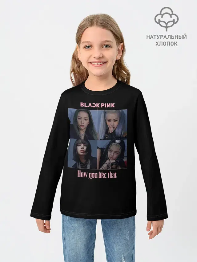 Детский лонгслив с принтом «BlackPink»