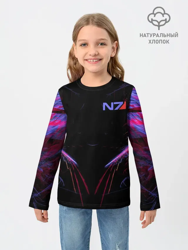 Детский лонгслив с принтом «N7 Neon Style»