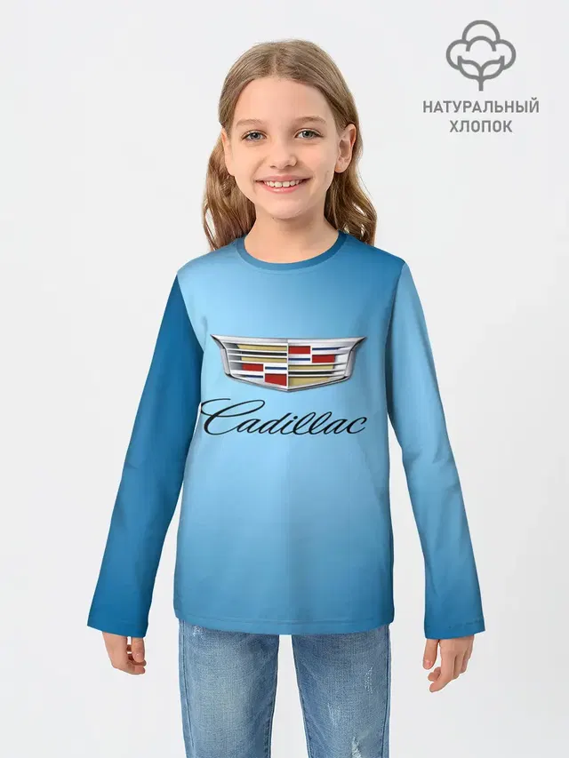 Детский лонгслив с принтом «Разные автомобильные — cadillac»