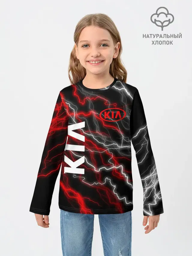 Детский лонгслив с принтом «KIA»