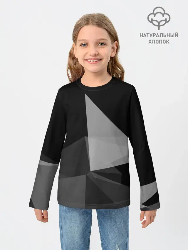 Детский лонгслив с принтом «Camo - Black & — Camo - Black & White»