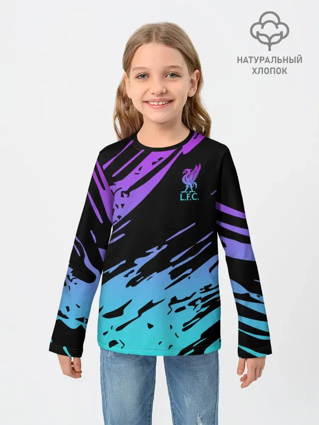 Детский лонгслив с принтом «Black background — Liverpool F.C.»