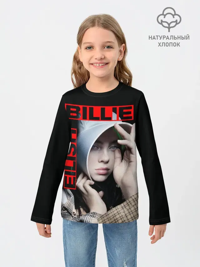 Детский лонгслив с принтом «Billie Eilish»