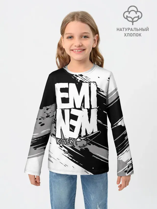 Детский лонгслив с принтом «Eminem»