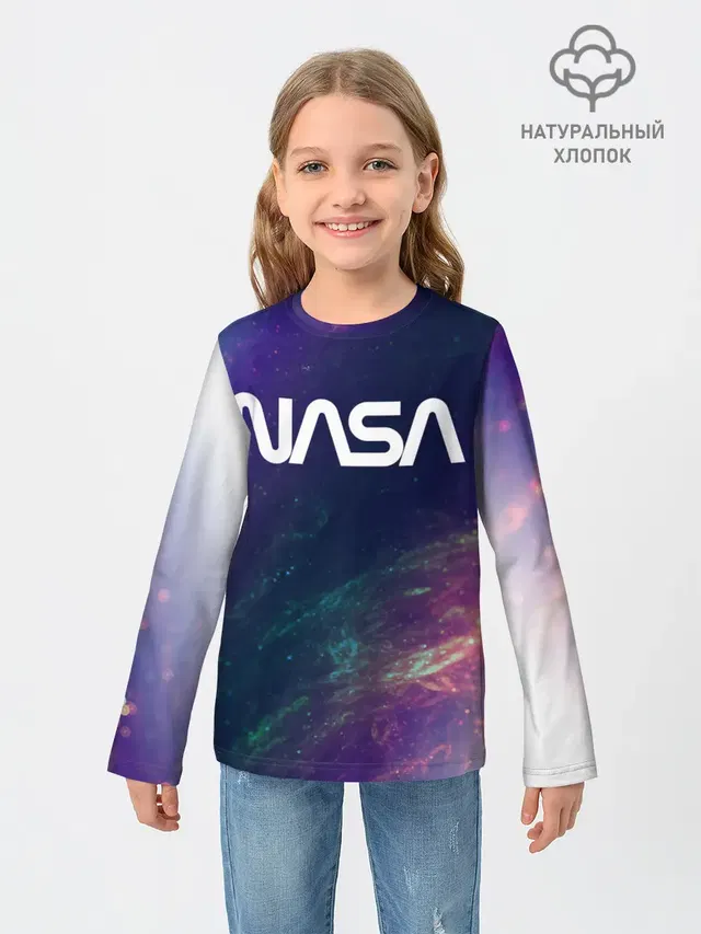 Детский лонгслив с принтом «Модные — NASA / НАСА»