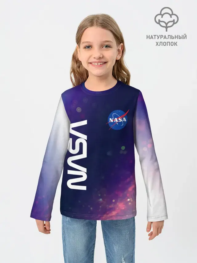 Детский лонгслив с принтом «Модные — NASA / НАСА»