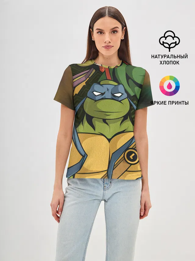 Женская базовая футболка с принтом «TMNT»