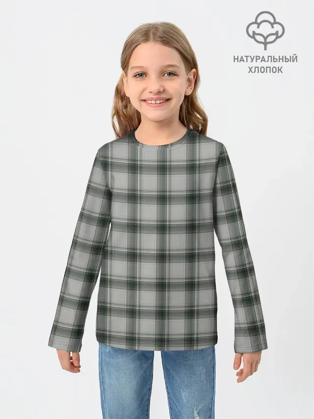 Детский лонгслив с принтом «Plaid — стиль джентльмены»