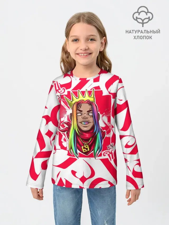 Детский лонгслив с принтом «6IX9INE — 6ix9ine Tekashi»